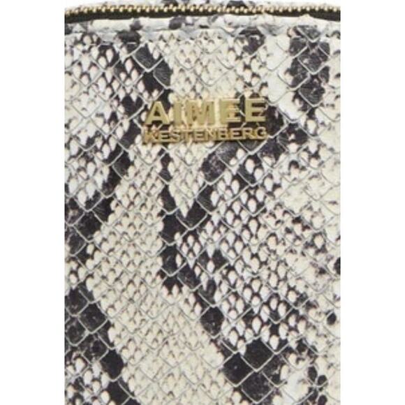 Aimee Kestenberg Gray/Bone/Black Genuine Leather Capri Crossbody Bag 6.5" x 4" - Picture 3 of 3